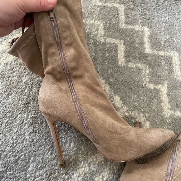 Taupe Suede Women's Boots - Picture 9 of 14